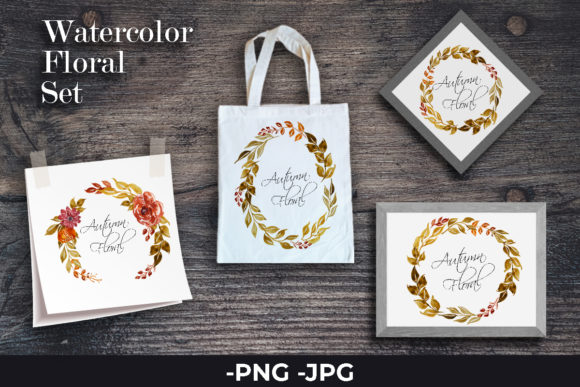 Elevating Creative Projects with Autumn Floral Watercolor Wreath Sets