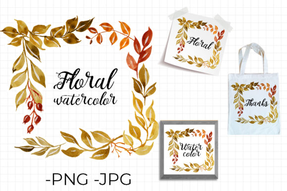 Elevating Seasonal Design with High-Resolution Watercolor Floral Autumn Frames