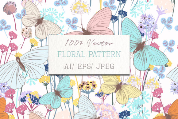 Fashion Floral Pattern with Butterflies: Vector Design