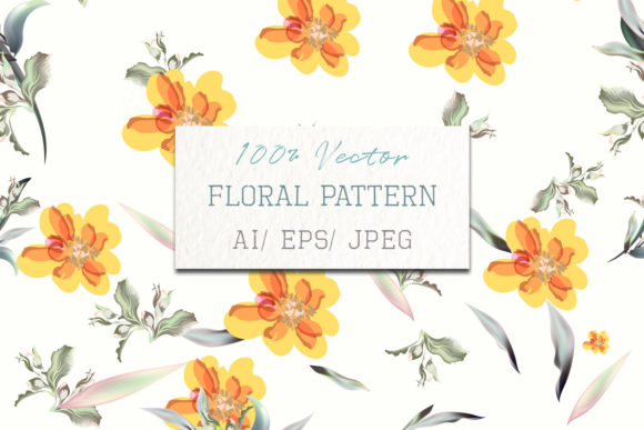 Floral Pattern with Flowers and Foliage: Vector Design