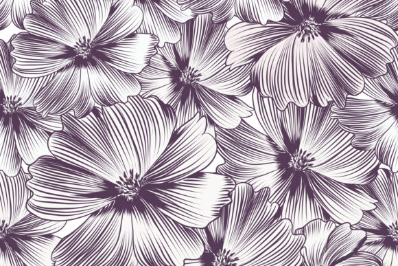 Floral Vector Pattern with Cosmos Flower Design