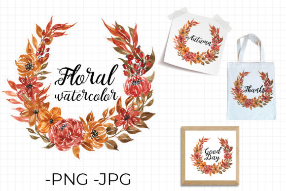 Floral Watercolor Wreath Autumn Set 3 Design Guide