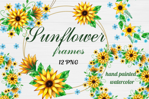 Geometric Sunflower Floral Frames Clipart Guide